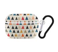 Coque pour Airpod Pro avec clip de verrouillage sécurisé - Beige - Petit triangle - Compatible avec Airpod Pro 2e/1ère génération - Pour homme et femme - LED avant visible - Blanc