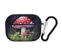 Coque pour Airpod Pro avec clip de verrouillage sécurisé, champignons durs dans l'herbe, housse de protection compatible avec Airpod Pro 2e/1ère génération, pour homme et femme, LED avant visible