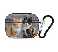 Coque pour Airpod Pro avec clip de verrouillage sécurisé, chats durs assis ensemble, housse de protection compatible avec Airpod Pro 2e/1ère génération, pour homme et femme, LED avant visible, noir