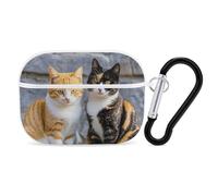 Coque pour Airpod Pro avec clip de verrouillage sécurisé, chats durs assis ensemble, housse de protection compatible avec Airpod Pro 2e/1ère génération, pour homme et femme, LED avant visible, blanc