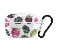 Coque pour Airpod Pro avec clip de verrouillage sécurisé - Coque de protection rigide BlackBerry Fruit compatible avec Airpod Pro 2e/1ère génération - Pour homme et femme - LED avant visible - Blanc