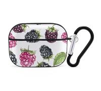 Coque pour Airpod Pro avec clip de verrouillage sécurisé - Coque de protection rigide BlackBerry Fruit compatible avec Airpod Pro 2e/1ère génération - Pour homme et femme - LED avant visible - Noir