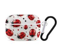 Coque pour Airpod Pro avec clip de verrouillage sécurisé - Coque de protection rigide coccinelle rouge compatible avec Airpod Pro 2e/1ère génération - Pour homme et femme - LED avant visible - Blanc