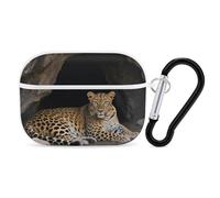 Coque pour Airpod Pro avec clip de verrouillage sécurisé, coque de protection rigide Cougar in The Cave compatible avec Airpod Pro 2e/1ère génération, pour homme et femme, LED avant visible, blanc