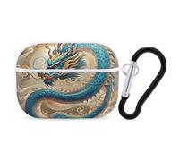 Coque pour Airpod Pro avec clip de verrouillage sécurisé, coque de protection rigide Dragon compatible avec Airpod Pro 2e/1ère génération, pour homme et femme, LED avant visible, blanc