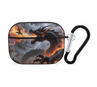 Coque pour Airpod Pro avec clip de verrouillage sécurisé, coque de protection rigide Dragon compatible avec Airpod Pro 2e/1ère génération, pour homme et femme, LED avant visible, noir
