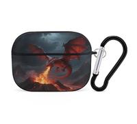 Coque pour Airpod Pro avec clip de verrouillage sécurisé, coque de protection rigide Dragon compatible avec Airpod Pro 2e/1ère génération, pour homme et femme, LED avant visible, noir