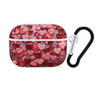 Coque pour Airpod Pro avec clip de verrouillage sécurisé, coque de protection rigide en forme de cœurs compatible avec Airpod Pro 2e/1ère génération, pour homme et femme, LED avant visible, blanc