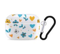 Coque pour Airpod Pro avec clip de verrouillage sécurisé, coque de protection rigide en forme de cœurs et de fleurs, compatible avec Airpod Pro 2e/1ère génération, pour femme et homme, LED avant