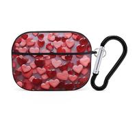Coque pour Airpod Pro avec clip de verrouillage sécurisé - Coque de protection rigide en forme de cœurs compatible avec Airpod Pro 2e/1ère génération - Pour homme et femme - LED avant visible - Noir