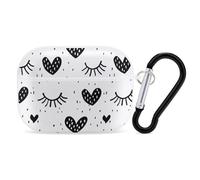 Coque pour Airpod Pro avec clip de verrouillage sécurisé, coque de protection rigide en forme de cœurs et de cils, compatible avec Airpod Pro 2e/1ère génération, pour homme et femme, LED avant visible