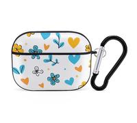 Coque pour Airpod Pro avec clip de verrouillage sécurisé, coque de protection rigide en forme de cœurs et de fleurs, compatible avec Airpod Pro 2e/1ère génération, pour homme et femme, LED avant