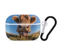 Coque pour Airpod Pro avec clip de verrouillage sécurisé - Coque de protection rigide en forme de vache qui sort de la langue - Compatible avec Airpod Pro 2e/1ère génération - Pour homme et femme