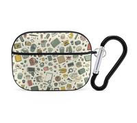 Coque pour Airpod Pro avec clip de verrouillage sécurisé - Coque de protection rigide Jumble Art Style compatible avec Airpod Pro 2e/1ère génération - Pour homme et femme - LED avant visible - Noir