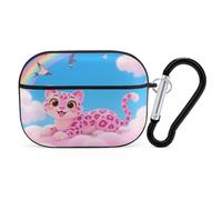Coque pour Airpod Pro avec clip de verrouillage sécurisé - Coque de protection rigide motif léopard rose compatible avec Airpod Pro 2e/1ère génération - Pour homme et femme - LED avant visible - Noir