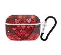 Coque pour Airpod Pro avec clip de verrouillage sécurisé - Motif cœurs rouges - Coque de protection compatible avec Airpod Pro 2e/1ère génération - Pour homme et femme - LED avant visible - Blanc