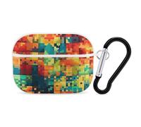 Coque pour Airpod Pro avec clip de verrouillage sécurisé - Motif Pixel Art - Coque de protection compatible avec Airpod Pro 2e/1ère génération - Pour homme et femme - LED avant visible - Blanc