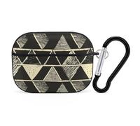 Coque pour Airpod Pro avec clip de verrouillage sécurisé - Motif triangle noir - Compatible avec Airpod Pro 2e/1ère génération - Pour homme et femme - LED avant visible - Noir