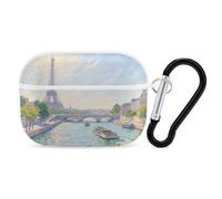 Coque pour Airpod Pro avec clip de verrouillage sécurisé - Tour Eiffel rigide à Paris - Housse de protection compatible avec Airpod Pro 2e/1ère génération - Pour homme et femme - LED avant visible
