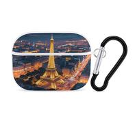 Coque pour Airpod Pro avec clip de verrouillage sécurisé - Tour Eiffel rigide - Compatible avec Airpod Pro 2e/1ère génération - Pour homme et femme - LED avant visible - Blanc