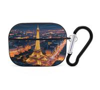 Coque pour Airpod Pro avec clip de verrouillage sécurisé - Tour Eiffel rigide - Compatible avec Airpod Pro 2e/1ère génération - Pour homme et femme - LED avant visible - Noir