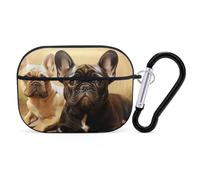 Coque pour AirPod Pro avec motif bouledogue français, anti-rayures en polycarbonate rigide avec porte-clés, accessoires pour AirPod Pro 2e/1ère coque pour homme et femme, style noir