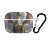 Coque pour AirPod Pro Dragon Purple Moon, anti-rayures en polycarbonate rigide avec porte-clés, accessoires pour AirPod Pro 2e/1ère coque pour homme et femme, style blanc