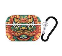 Coque pour AirPod Pro du Nouvel An, motif lion chinois, anti-rayures avec porte-clés, accessoires pour AirPod Pro 2e/1ère coque pour homme et femme, style blanc
