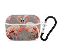 Coque pour AirPod Pro, flamants roses et fleurs, coque rigide anti-rayures en polycarbonate avec porte-clés, accessoires pour AirPod Pro 2e/1ère coque pour homme et femme, style blanc