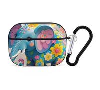 Coque pour AirPod Pro, motif éléphant de dessin animé, anti-rayures avec porte-clés, accessoires pour AirPod Pro 2e/1ère coque pour homme et femme, style noir