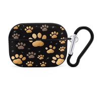 Coque pour Airpod Pro - Motif empreintes de pattes de chien - Coque de protection rigide avec mousqueton et porte-clés - Compatible avec les coques AirPods de 2e et 1ère génération, LED avant visible