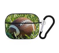 Coque pour AirPod Pro motif football marron, anti-rayures et anti-rayures, avec porte-clés, accessoires pour AirPod Pro 2e/1ère coque pour homme et femme, style noir