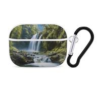 Coque pour AirPod Pro, peinture de paysage cascade, anti-rayures en polycarbonate rigide avec porte-clés, accessoires pour AirPod Pro 2e/1ère coque pour homme et femme, style blanc