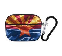 Coque pour AirPod Pro standard avec drapeau de l'Arizona, coque rigide anti-rayures en polycarbonate avec porte-clés, accessoires pour AirPod Pro 2e/1ère coque pour homme et femme, style noir