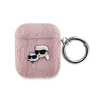 Coque pour AirPods 1/2 à Motif Karl et Choupette Gaufré Karl Lagerfeld Rose