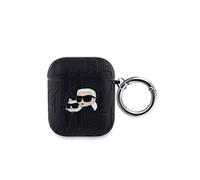Coque pour AirPods 1/2 à Motif Karl et Choupette Gaufré Noir