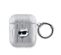 Coque pour AirPods 1/2 Choupette Gaufré Karl Lagerfeld Argent