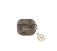 Coque pour Airpods 3 4G Script avec Charm Scintillant Ornée de Strass Guess Marron