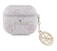 Coque pour Airpods 3 4G Script avec Charm Scintillant Ornée de Strass Guess Rose antique G