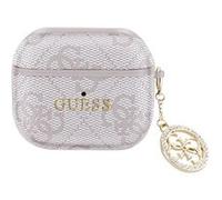 Coque pour Airpods 3 4G Script avec Charm Scintillant Ornée de Strass Guess Rose antique G
