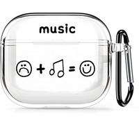 Coque pour AirPods 3 avec porte-clés, design cool et drôle de musique smiley pour hommes et garçons, compatible avec Apple AirPods 3e génération (sortie en 2021), prend en charge le chargement sans fil