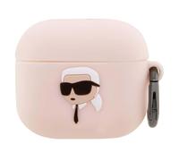 Coque pour AirPods 3 Silicone NFT Karl Head 3D avec Mousqueton Pratique Rose