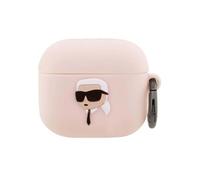 Coque pour AirPods 3 Silicone NFT Karl Head 3D avec Mousqueton Pratique Karl Lagerfeld Rose G