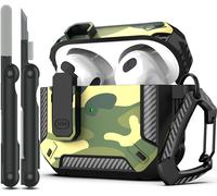 Coque pour AirPods 3e avec kit de Nettoyage, Armure de Protection Rigide Militaire avec verrou pour boîtier de Charge AirPod Gen 3 2021,Camouflage forêt Tropicale
