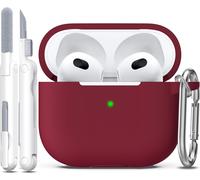 Coque Pour Airpods 3E Génération Avec Kit De Nettoyage,Étui Pour Airpods 3 Gen, Coque De Protection En Silicone Souple Pour Apple Airpods 3 2021,Rouge Vin[J1305]