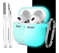 Coque Pour Airpods 3E Génération Avec Kit De Nettoyage,Étui Pour Airpods 3 Gen, Coque De Protection En Silicone Souple Pour Apple Airpods 3 2021,Bleu Phosphorescent[J1293]