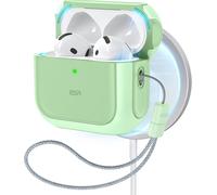 Coque pour AirPods 4, Compatible avec AirPods 4 (2024) (USB-C), Compatible avec MagSafe, Housse de Protection Contre Les Chutes avec Cordon, Couvercle Magnétique, Série Hybride Orbit, Vert Clair