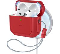 Coque pour AirPods 4, Compatible avec AirPods 4 (2024) (USB-C), Compatible avec MagSafe, Housse de Protection Contre Les Chutes avec Cordon, Couvercle Magnétique, Série Hybride Orbit, Rouge