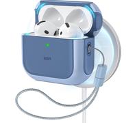 Coque pour AirPods 4, Compatible avec AirPods 4 Gen (2024) (USB-C), Compatible avec MagSafe, Housse de Protection Contre Les Chutes avec Cordon, Couvercle Magnétique, Série Hybride Orbit, Bleu