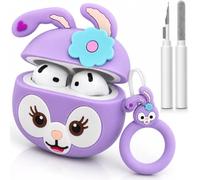 Coque pour AirPods 4, compatible avec AirPods 4e génération (2024), compatible avec MagSafe, coque de protection intégrale en silicone antichoc avec kit de nettoyage, porte-clés, anti-rayures et